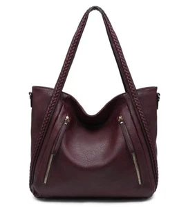 Neue Damen-Schultertasche aus Maulbeere mit geflochtenem Riemen. Mehr Farben. - Bild 1 von 29