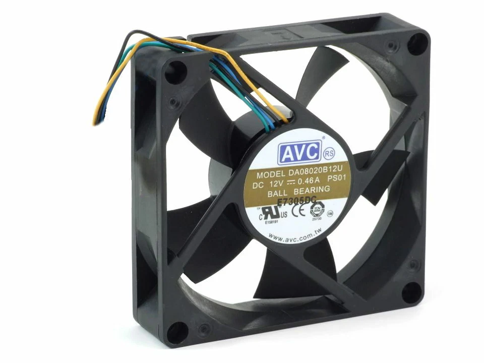 AVC DA08020B12U Computer Case/CPU Fan Gehäuse Lüfter 80x80x20mm 4-Wire No Plug - Bild 1 von 1
