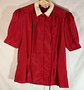 CHRISTIAN DIOR Women's Size 4 Short Sleeve Shirt Blouse Red Button Up VERY NICE! - Picture 1 of 8