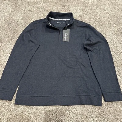 Новый с Ярлыками Walter Hagen P11 мужской средний вес 1/4 молнии пуловер черный вересковый гольф маленький - Изображение 1 из 4