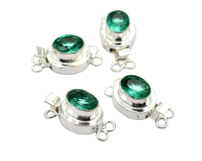 2 Pcs Apatite Box Clasp 2 Strand Sterling Silver Plated - Image 1 of 4