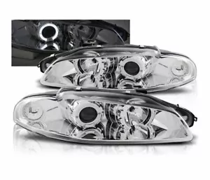 headlights for MITSUBISHI ECLIPSE 1997 1998 angel eyes chrome LHD - Picture 1 of 1
