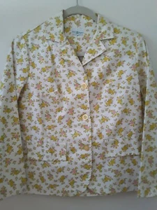 Vtg Sears Jr Bazaar Blazer 36" White Yellow Pink Green Floral Print Canvas 1970s - Picture 1 of 8