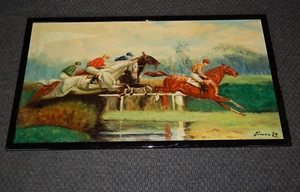 Gemälde PFERDERENNEN sign. Simon Galopper Pferde Jockey Derby - Picture 1 of 7