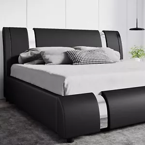 Modern Deluxe Platform Bed Frame with Iron Pieces Decor and Adjustable Headboard - Picture 1 of 63
