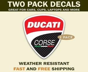 Ducati Corse Stickers – Racing Team Vinyl Decal Set, Motorcycle Graphics 2 Pack - Picture 1 of 2