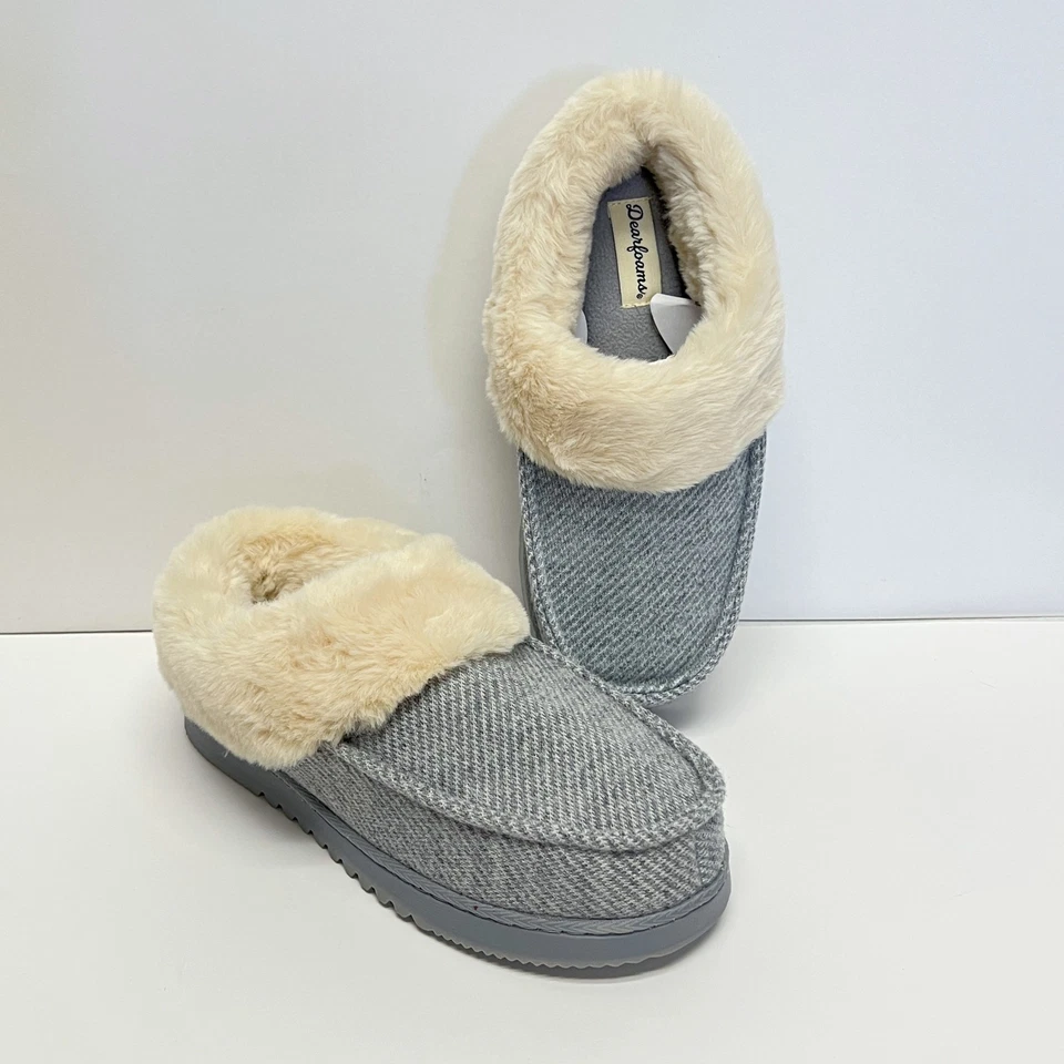 Women’s Dearfoams Indoor Outdoor Memory Foam Clog Slippers SMALL 5/6 GREY