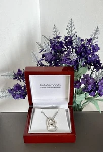 Hot Diamonds Silver 925 Double Love Heart Pendant With Diamond And Chain In Box - Picture 1 of 13