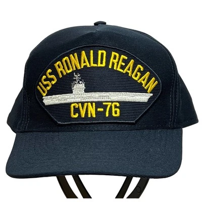 New 1990s VINTAGE USS RONALD REAGAN CVN-76 US Navy Military Hat Cap Made in USA - Imagem 1 de 4