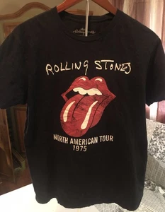Vintage Rolling Stones T-Shirt - North American Tour 1975 - Black - Size: Medium - Picture 1 of 3