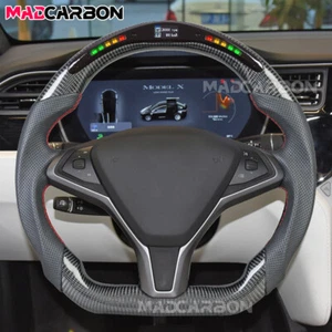 Echt Kohlefaser LED Lenkrad für 21-24 Tesla Model S Model X mit Heizung - Bild 1 von 14