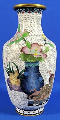 Chinese Cloisonné Enamel Brass Flower Vase 10 1/4" - Image 1 of 4