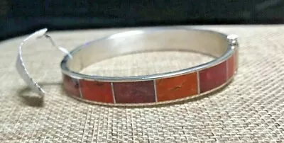 Jay King инкрустация разноцветный коралл серебро на петлях браслет большой Ret $130 - Изображение 1 из 4