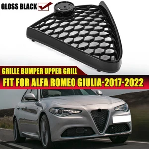 For 2017~22 2023 Alfa Romeo Giulia Gloss Black Front Grille Bumper Hood Cover - Picture 1 of 8