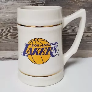 Vintage Los Angeles Lakers Ceramic Mug Stein with Gold Trim - Picture 1 of 8