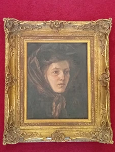 Gemälde, Öl auf Platte,Portrait einer Dame , wohl vor 1900,unsigniert,gerahmt - Picture 1 of 4