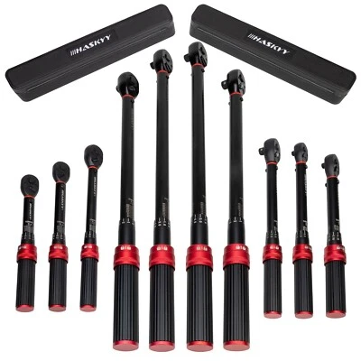 Set chiavi dinamometriche 1-350Nm 1/2" 3/8" 1/4" cricchetto telescopico div. Varianti