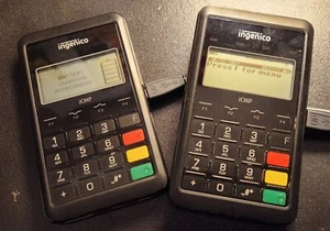 INGENICO ICMP MOBILE POS TERMINAL W/CHIP READER MODEL ICM122-31T2647A - Lot of 2 - Picture 1 of 5