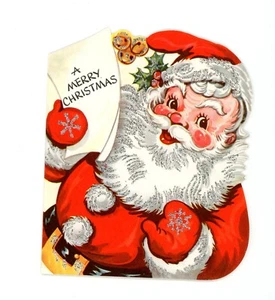 Tarjeta de felicitación navideña vintage troquelada Papá Noel - Imagen 1 de 4