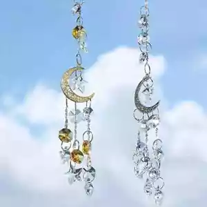 Ciondolo stella luna cristallo carillon a vento da appendere cattura luce solare decorazione casa - Foto 1 di 18