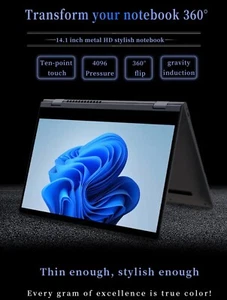 ZeeTec 14" 2 in 1 LAPTOP COMPUTER YOGA 360 DEGREE FLIP Intel N100 16GB RAM 512GB - Picture 1 of 11