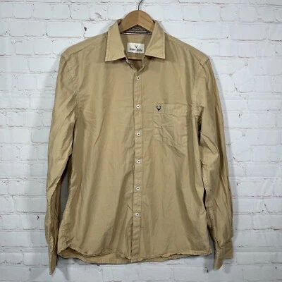 Allen Solly Button Up Shirt Mens Size 42 Tan Long Sleeve Cotton Casual Flip Cuff - Image 1 of 4
