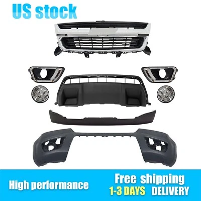Front Bumper Cover + Grille + Skid Plate + Foglight For 15-20 Chevrolet Colorado - Image 1 of 4