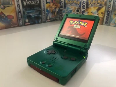 Gameboy Advance SP with Backlit IPS V2 Screen Mod Rayquaza Shell GBA Pokemon - Image 1 of 4