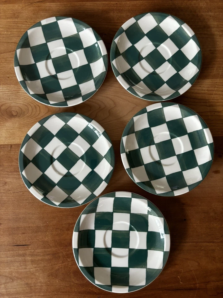 Usado en Excelente Condición Juego de 5 Platillos WBACH 6.5” GREEN CHECK Cuadros WAECHTERSBACH Japón Foto 1 de 4
