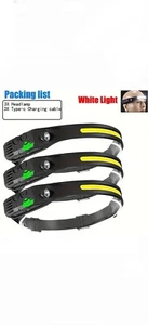 1000000LM COB LED Headlamp Rechargeable Torch Motion Sensor Work Light Head Band - Picture 1 of 5
