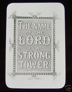 Glass Magic Lantern Slide THE NAME OF THE LORD IS A STRONG TOWER C1900 CHRISTIAN - Picture 1 of 2