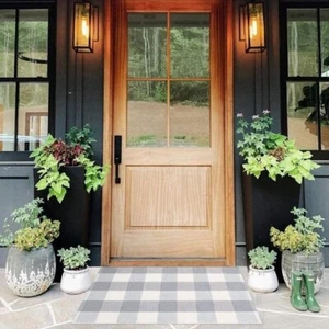 24'' x 35'', Gray/White Checkered plaid rug/outdoor mat/indoor mat/porch mat - Picture 1 of 7