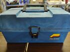 Vintage Quality Plano Fishing Tackle Box 3 trays Blue, with misc tackle.