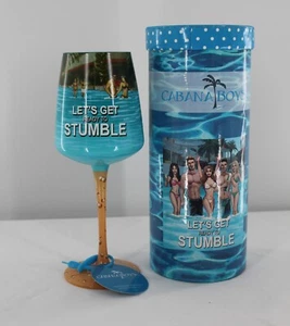 Cabana Boys Hand Painted Wine Glass Get Ready to Stumble New Old Stock! - Picture 1 of 6
