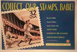 Large USPS 1998 Babe Ruth Stamp Promo Poster, Double-Sided, 24x36 - Imagen 1 de 12