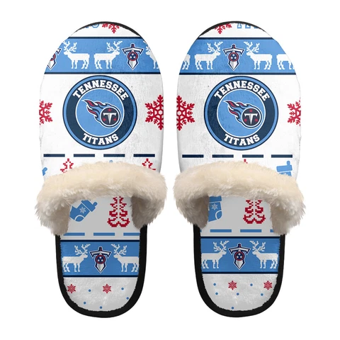 Tennessee Titans Christmas Plush Slippers Warm Soft Non-Slip House Slippers Gift Cover