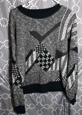 Suéter Hombre Stefano De Colección Para Hombre Estilo L Cosby Estampado Negro/Blanco Cuello Redondo Foto 1 de 4