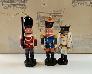 Vintage Nutcracker Mini Wooden Ornaments German Democratic Republic Lot Of 3 - Picture 1 of 10