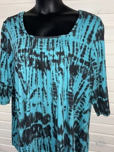 Camisa Pullover Woman Within Talla 1X PLUS Verde Tie Dye Tejido Calado Algodón Usada en Excelente Condición - Imagen 1 de 12