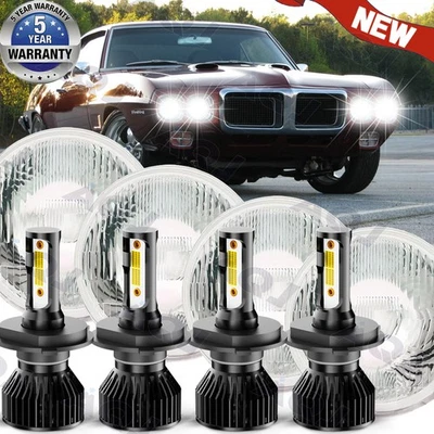4PCS For 1967-1969 Pontiac Firebird 5.75" 5-3/4 6000K LED Headlights Hi-Lo Beam Foto 1 de 4