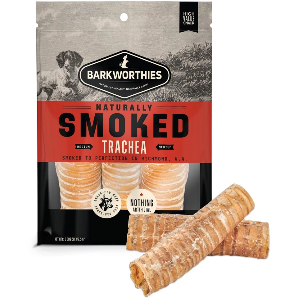 Barkworthies Dog Smoked Trachea 6 Inch 3 Pack
