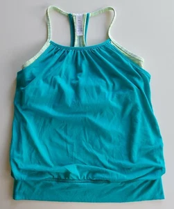 Ivivva Double Dutch Tank Girls 14 Teal Yellow Space Dye Racer Back Shelf Bra  - Picture 1 of 8