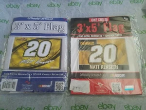 A pair of Matt Kenseth DeWalt #20 3'x5' OFFICIAL NASCAR FLAGS - Picture 1 of 8