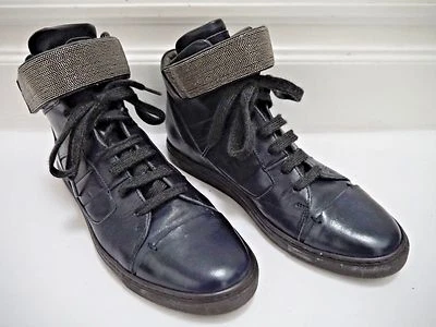 BRUNELLO CUCINELLI Zapatillas altas de cuero azul con correa Monili talla 39 USADAS UNA VEZ Foto 1 de 4