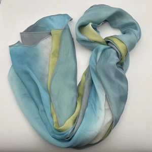 Ombré Blue White Green Gray Flowy Satin Wide Rectangle Fashion Scarf 27”x70” - Picture 1 of 9