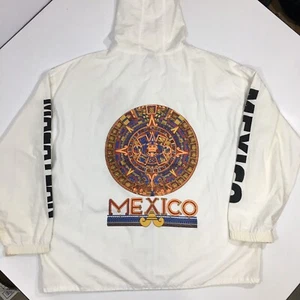Vtg 90's Mazatlan MEXICO Men's SPELL OUT Windbreaker Hoodie MYAN CALENDAR Jacket - Picture 1 of 10