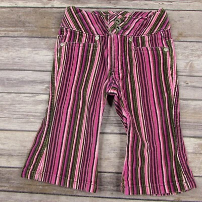Pumpkin Patch Pink Green Striped Pants Size 12 Months Adjustable Waist - Image 1 of 4