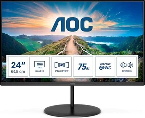 AOC Q24V4EA Monitor 23.8" WQHD 2560x1440 IPS DP HDMI Adaptive Sync 75Hz 4ms - Photo 1/3
