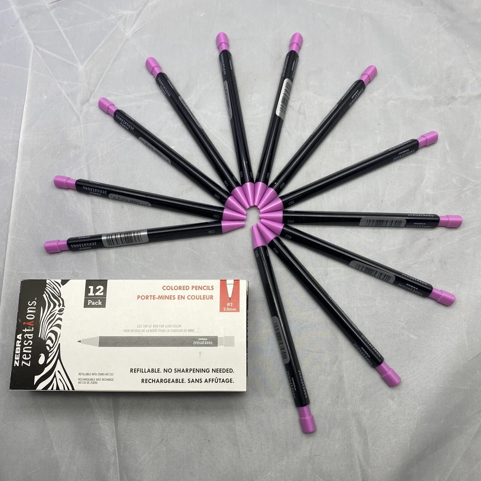 Lápis de cor mecânico “Zensations” zebra rosa, pacote com 12 novos, selados - Imagem 1 de 4