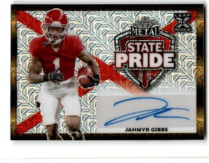 2023 LEAF METAL STATE PRIDE BLACK MOJO JAHMYR GIBBS RC AUTO #1/2 JERSEY #1/1